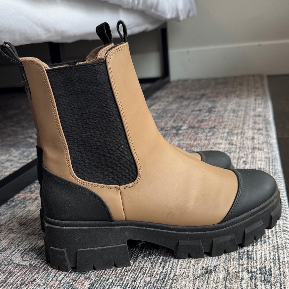 a new day Tan and Black Combat Boots
